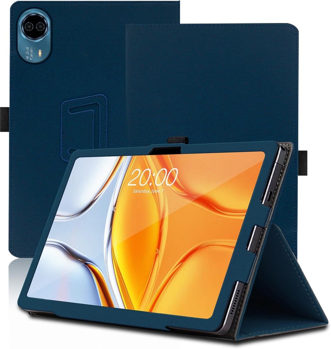 Beschermhoes voor 14 inch Tablet met Standaard en Pennenhouder - Blauw
