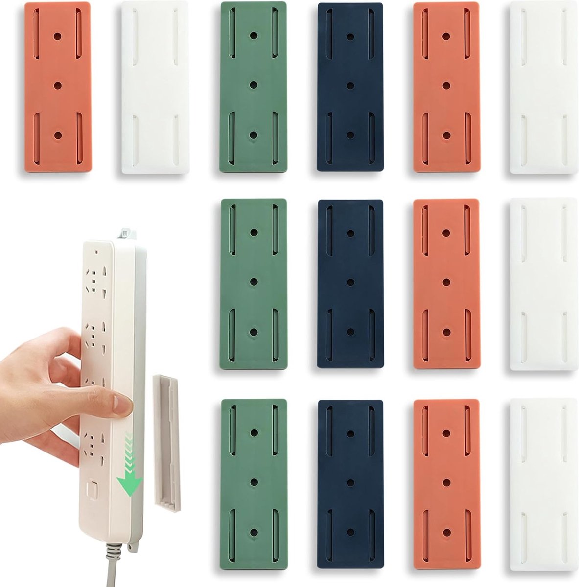 Stopcontact Houders - Kabel Organizer - Kabel Beheer - Zonder Boren - 14 Stuks - Multicolor