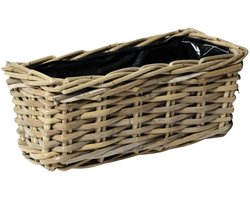 Mega Collections Plantenmand Botha - rotan - naturel - rechthoek - 27 x 14 x 12 cm - plantenbak buiten/binnen