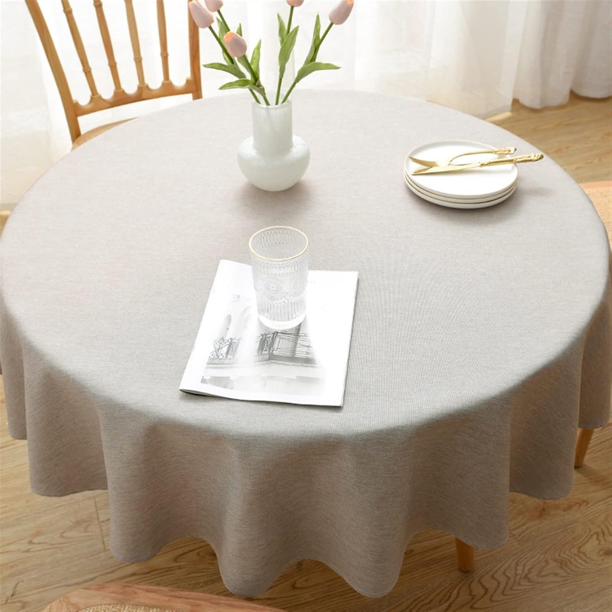 Ronde Tafelkleed - Tafeldecoratie - Eettafel Beschermen - Dikke Katoenmix - 280 cm - Effend