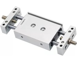 Dubbele zuigerstang - Luchtcilinder - Automatiseren - Verstelbare slag - 10-25mm boring - Zilver