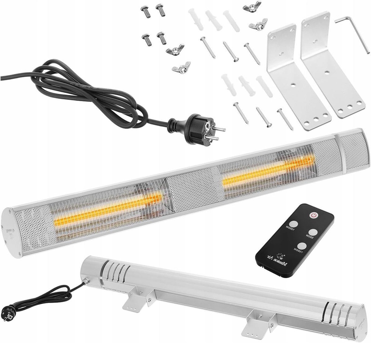 Terrasverwarming - Infrarood heater - Buiten verwarmen - Afstandsbediening inbegrepen - 96 cm breed - Zilver