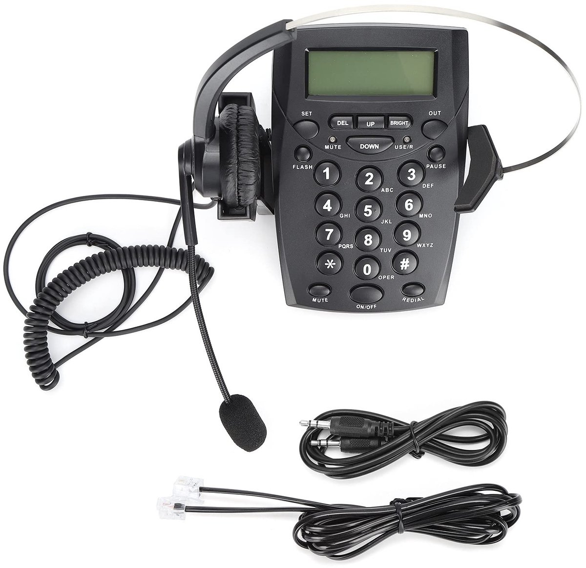 aladdien - Call Center Telefoon - HT800 Desk Phone - Omnidirectionele Microfoon - Headset - Kantoor en Thuis - Professioneel gebruik - Kleur zwart