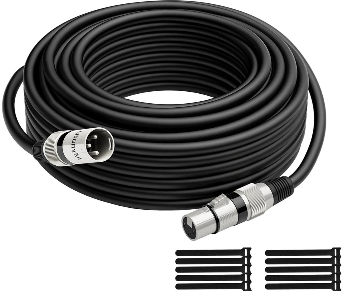 Microfoonkabel - XLR snoer - Professioneel geluid - Gevlochten afscherming - 30 meter - Zwart
