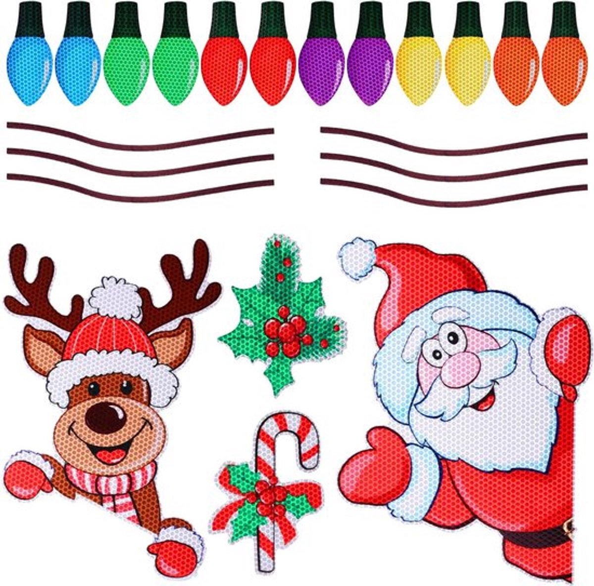 Reflecterende Kerst Auto Magneten Set met Kerk