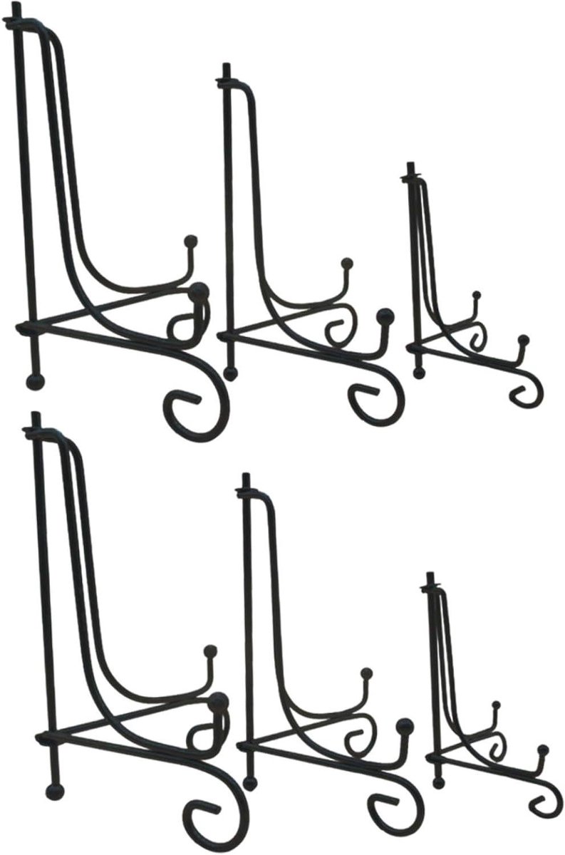 Bordenstandaard Set - Display Rek - Kunst Tonen - Duurzaam IJzer - 6 Stuks - Zwart
