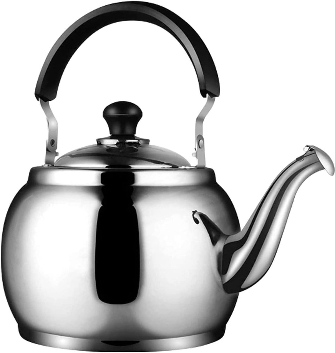 Waterkoker met Fluitje - Theeketel RVS - Water Koken - Ergonomische Handgreep - 4 Liter - Zilver