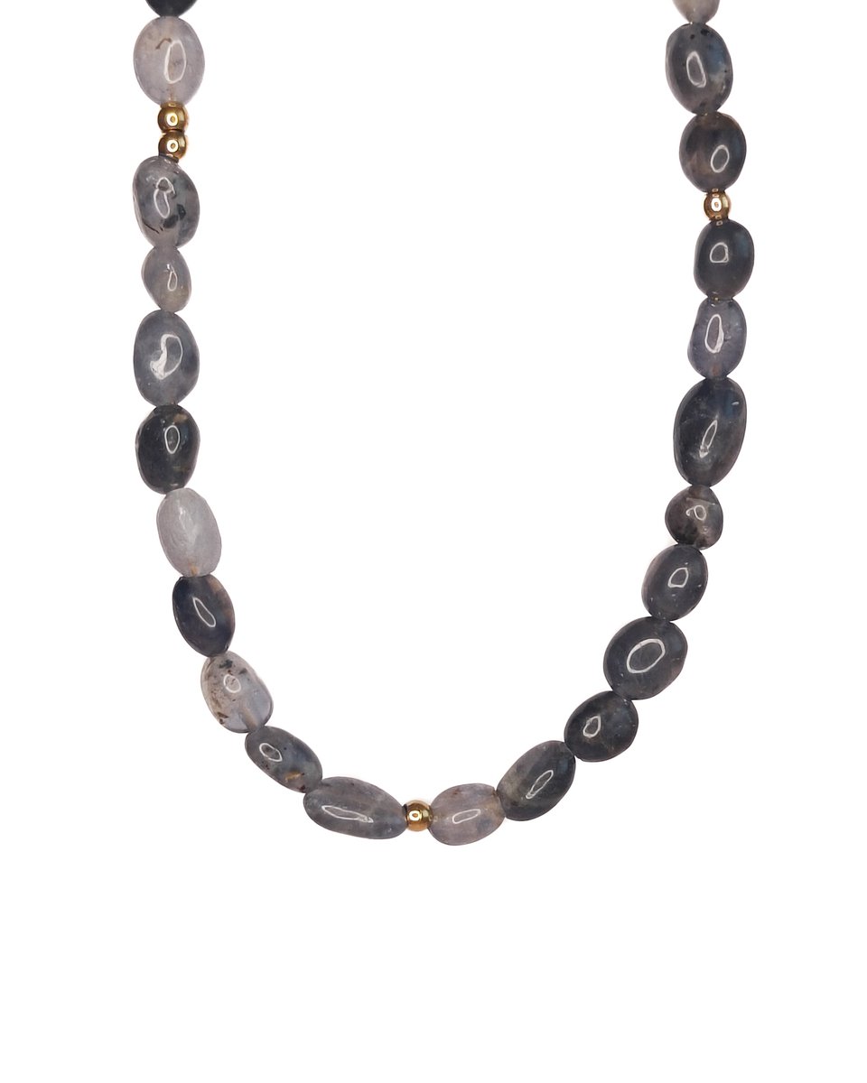 Ava & Imber | Pebble Ioliet Ketting Stainless Steel (RVS) Edelsteen Ketting
