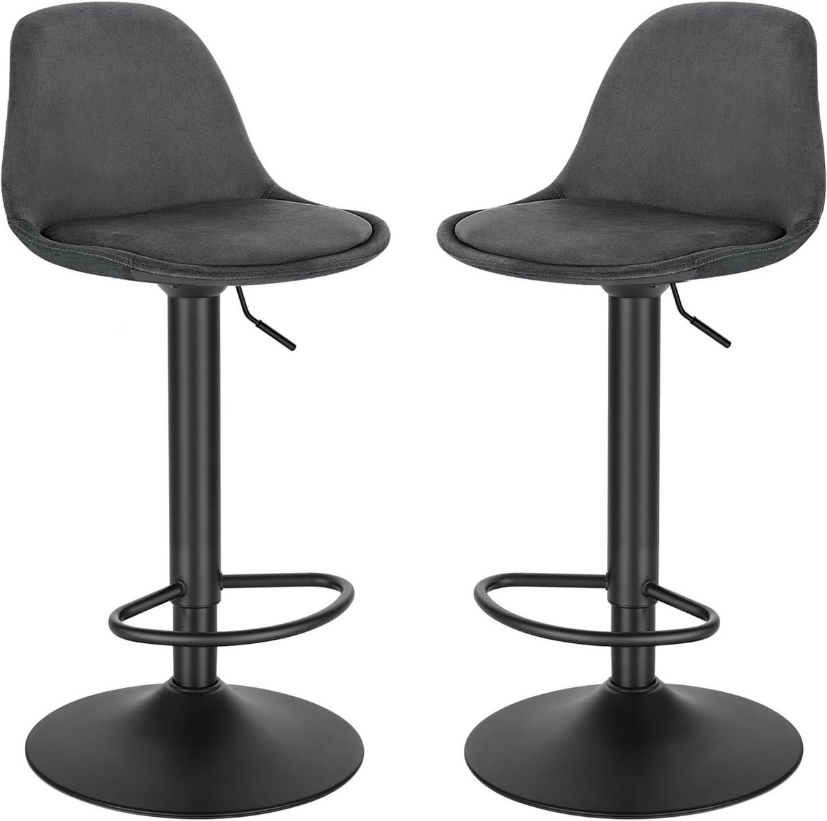 Barkruk Set - Verstelbare Kruk - Comfortabel Zitten - Verstelbare Hoogte - 2 stuks - Donkergrijs