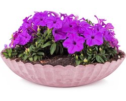 Gegolfde plantenbak voor buiten en binnen in oud-roze gemarmerd