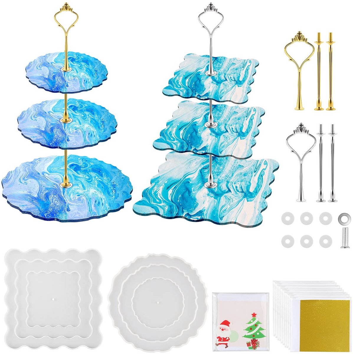 aladdien - Epoxyharsvormen - Taarten Maken - Sterk Metalen Frame - Ronde en Vierkante Vormen - Gietvormen voor Taart en Cupcake - Geschikt voor Brui..