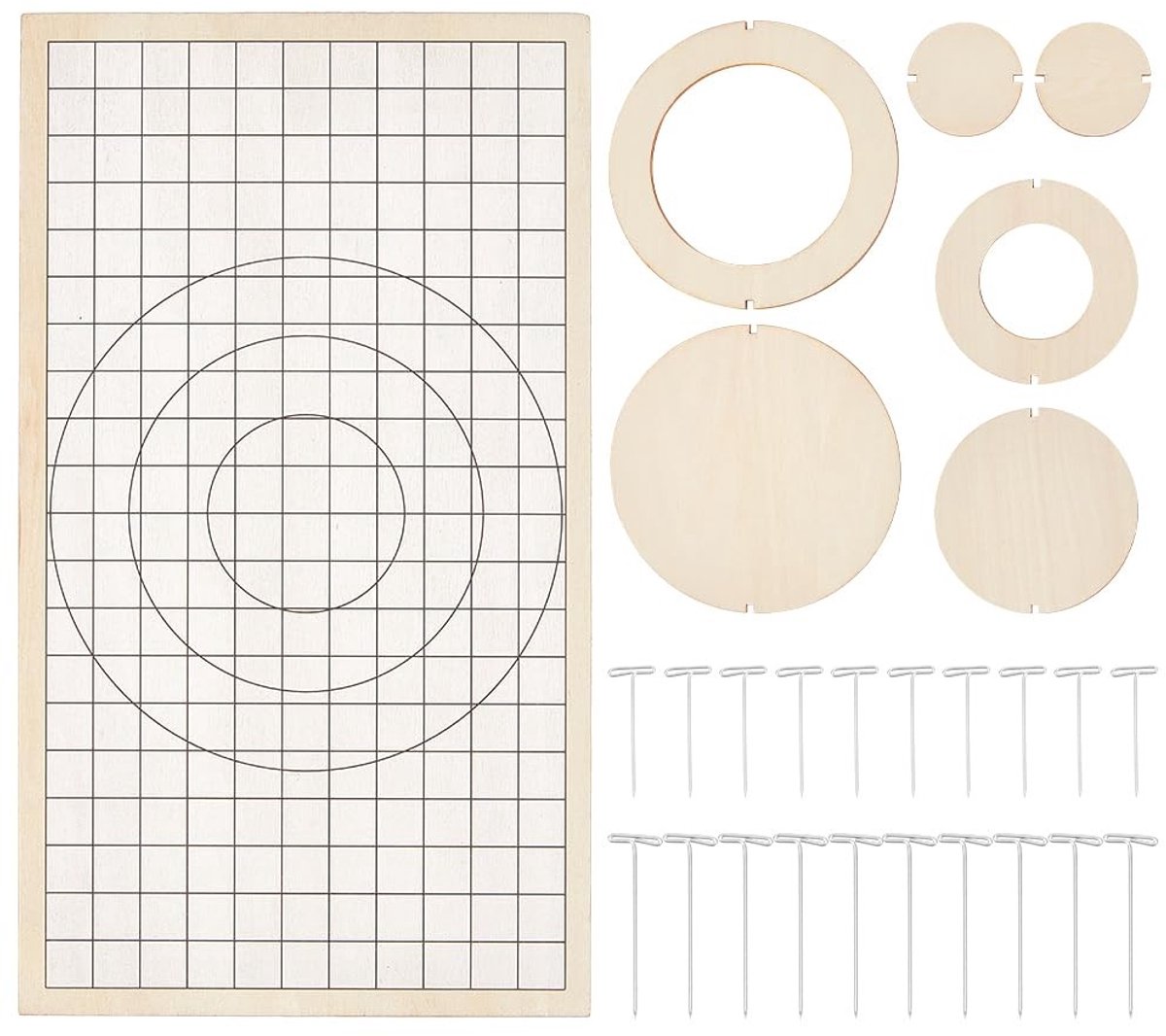 ONF3 - Macrame Onderzetters - DIY Set - Houten Coaster Set - Blanched Almond - Ambachten - 20 Stuks - Geschikt voor Creatieve Projecten