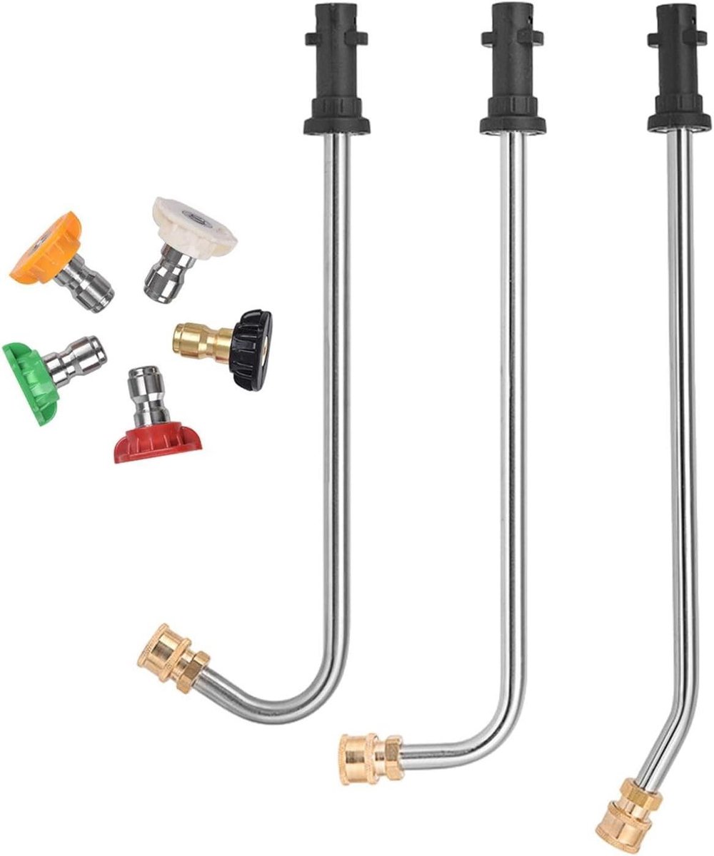 Hogedrukreiniger Accessoires - Reinigingsstangen Set - Terras Reinigen - Vijf Sproeiers Inbegrepen - Tot 41.5 cm - Metaal