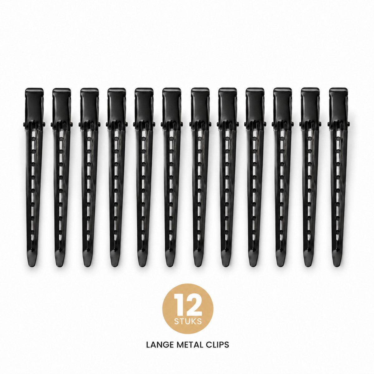 Haar in Stijl® 12 Metal Clips Zwart - Kappersklemmen - Pin Curls 8.5 cm