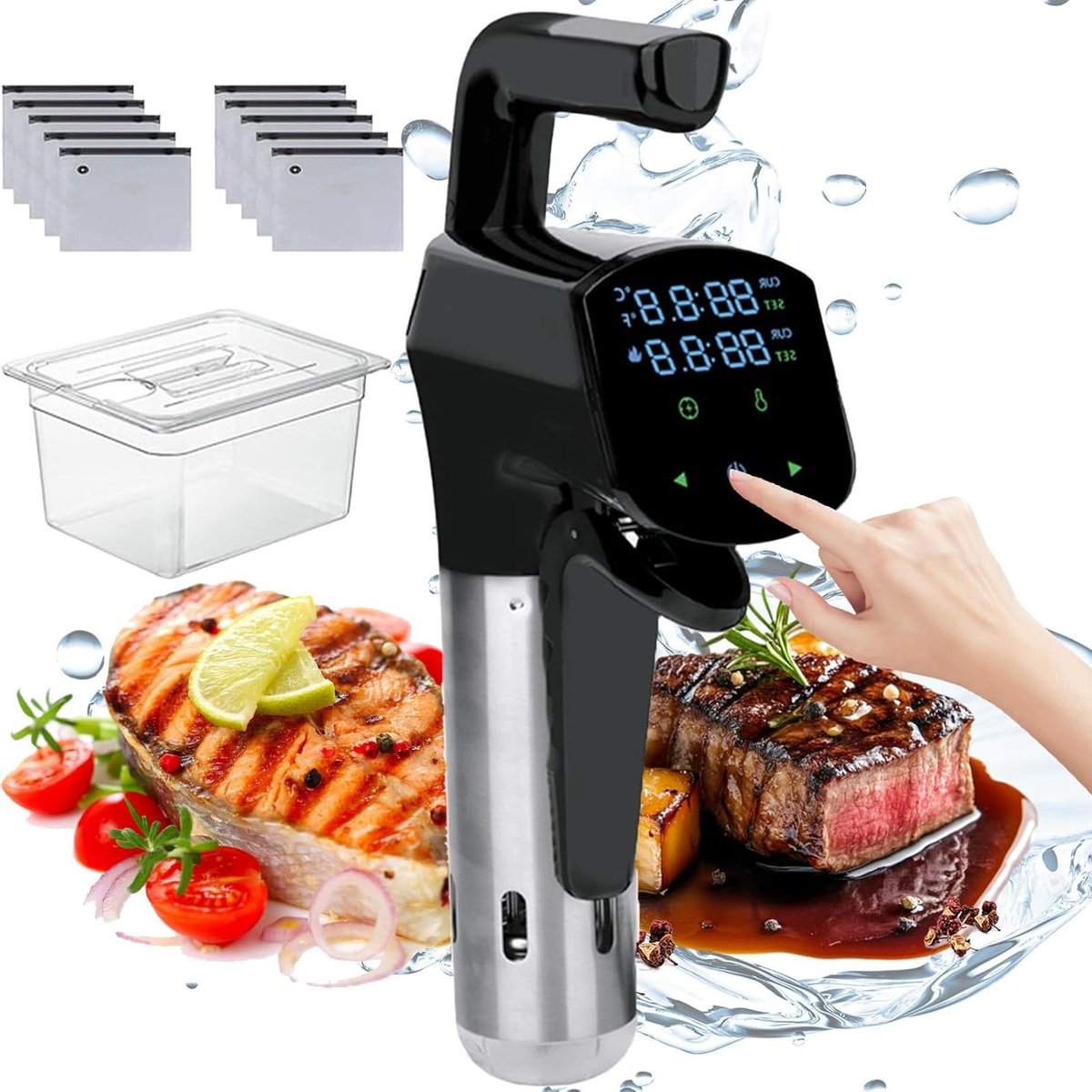 Sous vide apparaat - Precisiekoker - Perfect koken - Krachtige 1800W - Tot 20L - Zwart