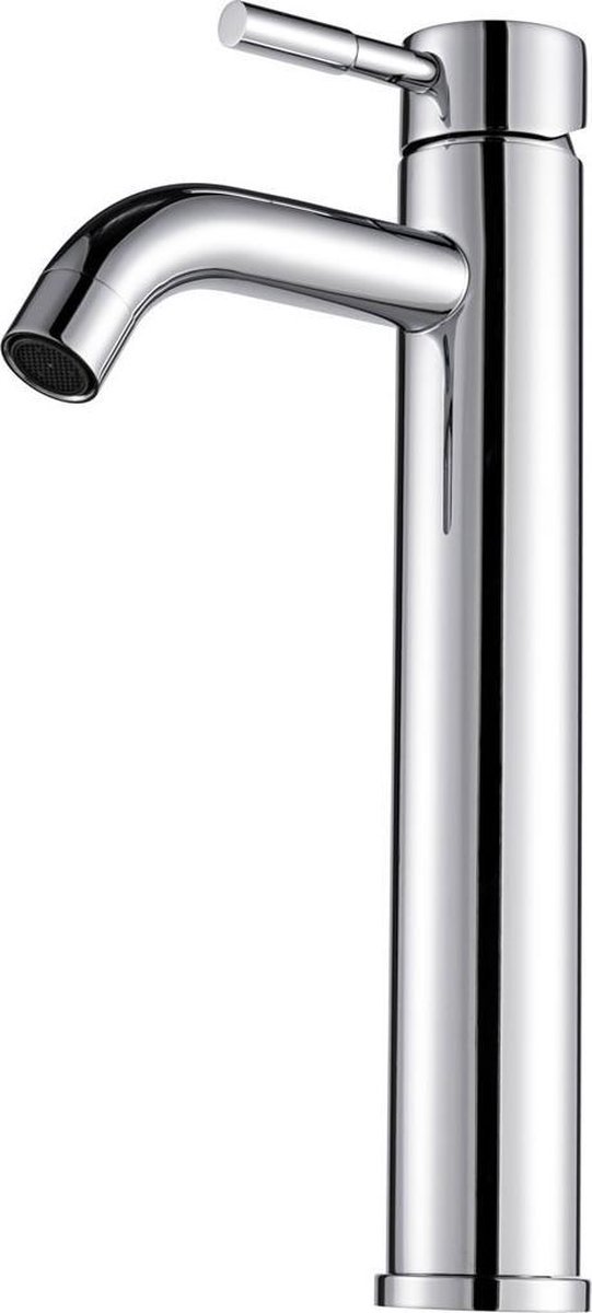 H&F SENY Wastafelkraan Hoog Chroom – 1 Greeps Opbouw Kraan Rond Design