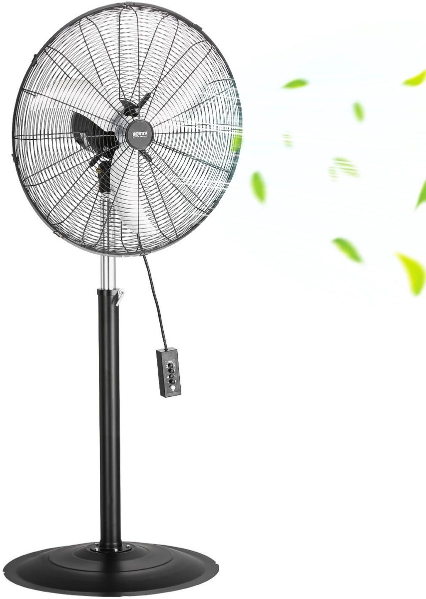 Industriële Ventilator - Vloerventilator Staande - Ruimte Koelen - 85 Graden Oscillatie - 67 cm - Zwart
