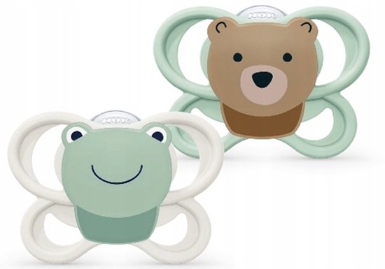 NUK Perfect Match Air Fopspeen 0–6 Maanden - Siliconen - AIR Ventilatiesysteem - 2 Stuks- kikker/teddybeer van Nuk — afbeelding 3