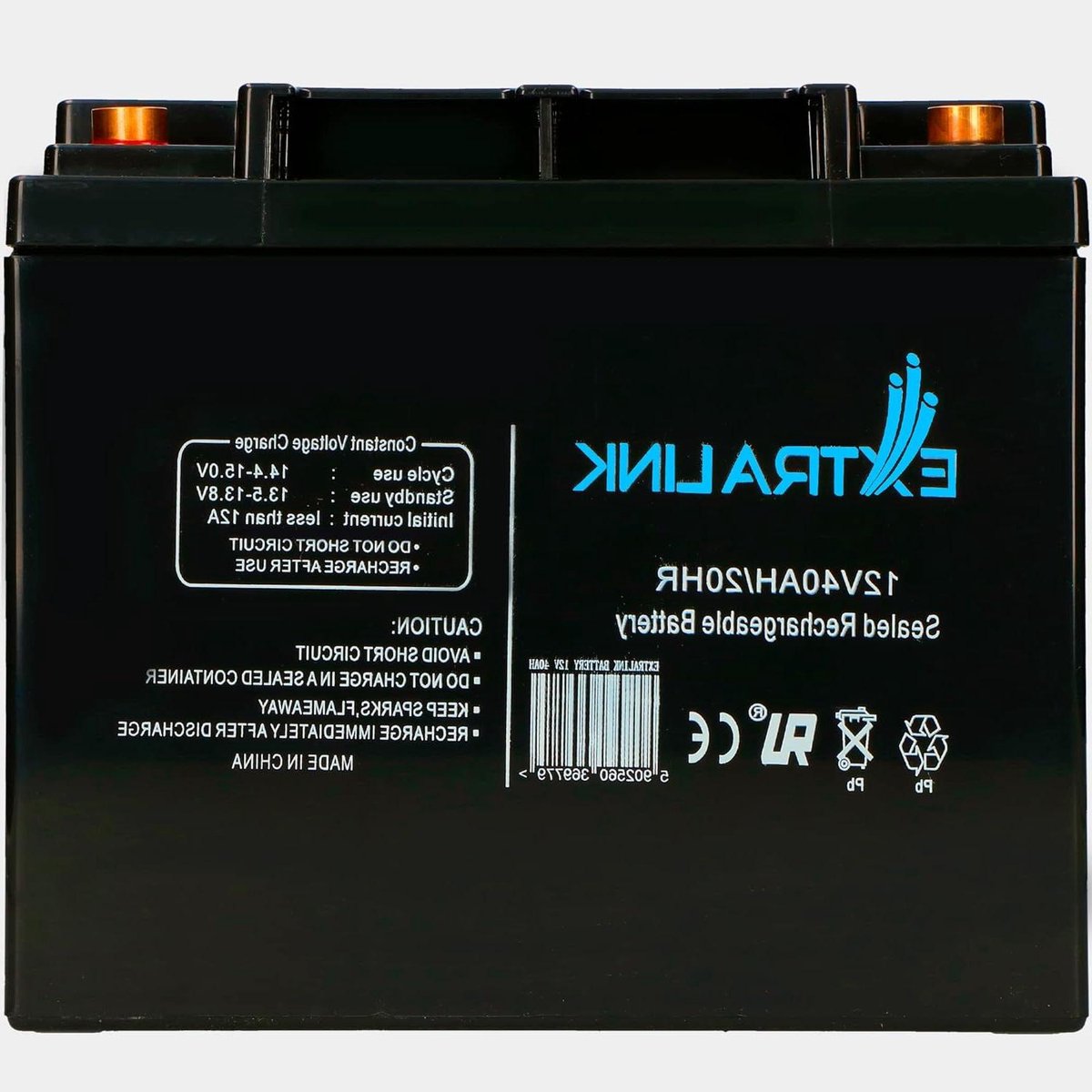 AGM Batterij - Deep Cycle Accu - Autonome Systemen - Onderhoudsvrij Lekvrij - 12V 40AH - Zwart