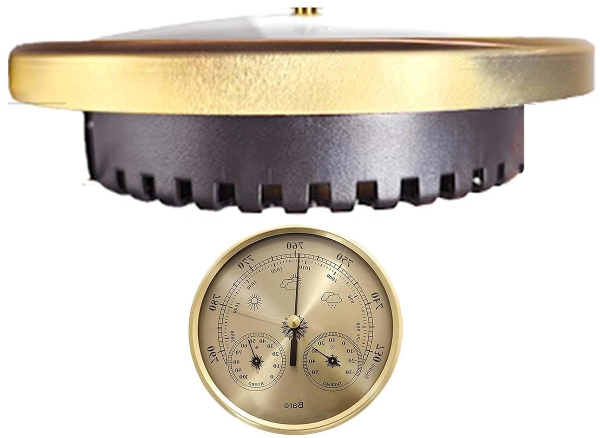 Weerbarometer Vochtigheidsmeter - Manometer Decoratie - Outdoor Weer - Roestvrij Metaal - 132 x 35 cm - Meerkleurig