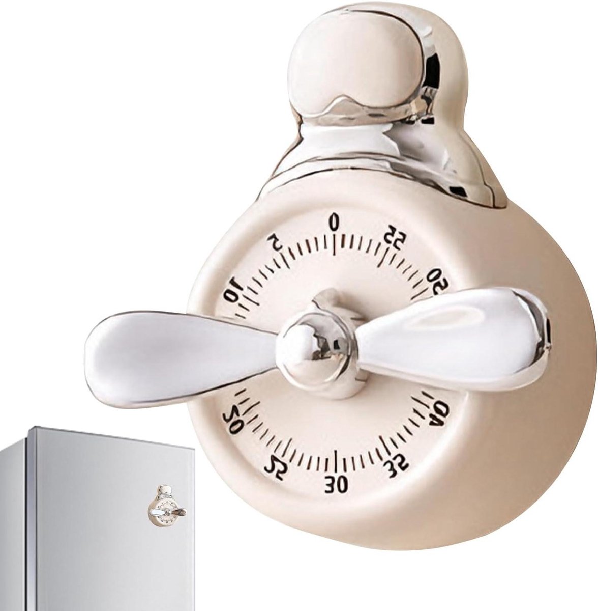 Keukenwekker - Mechanische timer - Koken en bakken - Luid aftelsignaal - 7 x 11 cm - Beige