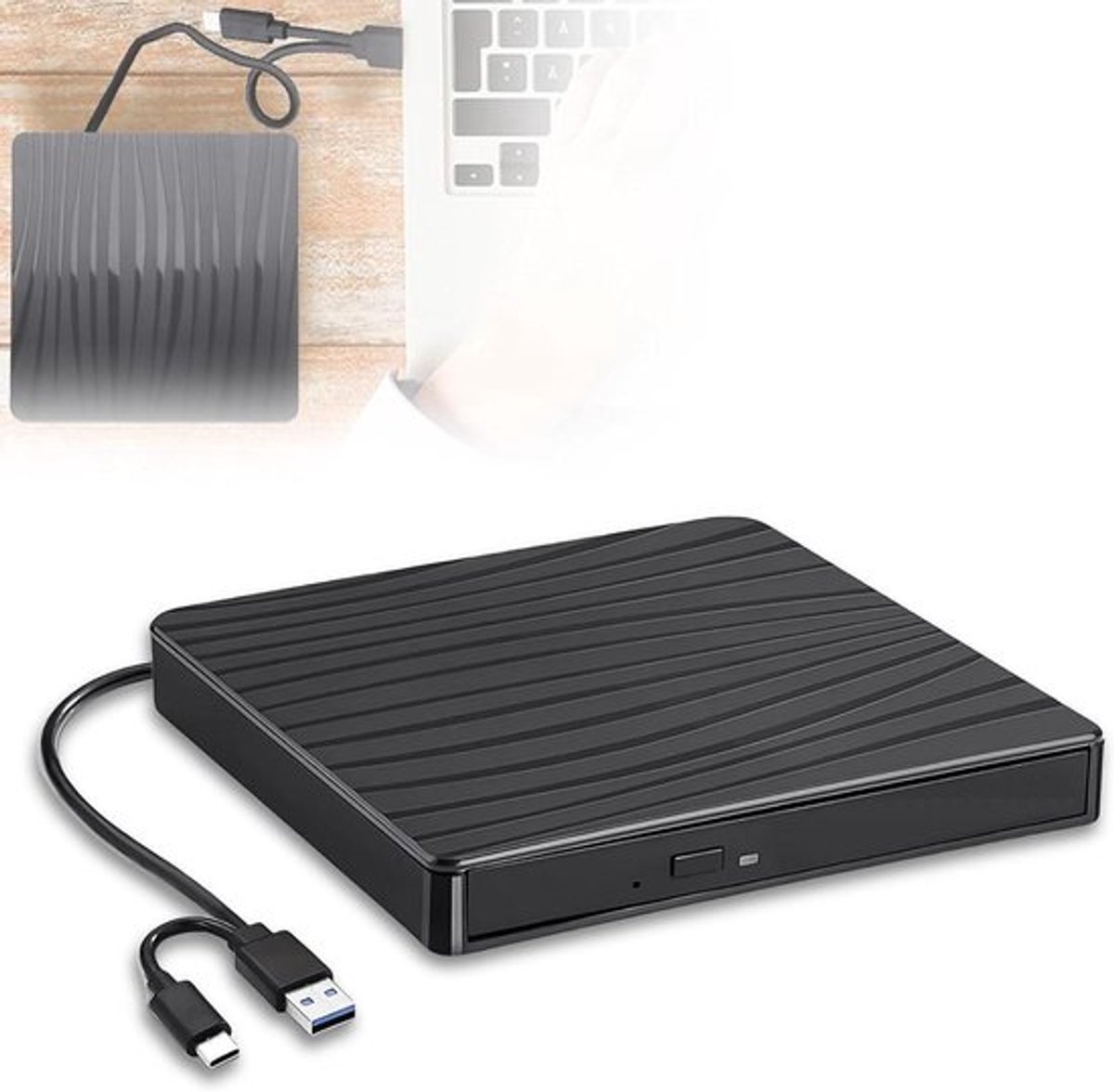 Externe CD DVD-brander USB 3.0 Type-C voor laptop PC Desktop - Windows 10 - Draagbare DVD-ROM-speler