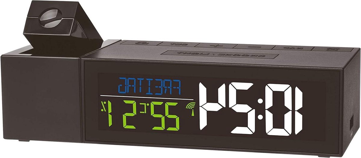 Projectieklok - Digitale wekker - Kamerklimaat monitoren - Tijd projectie - 167 x 66 x 48 mm - Zwart