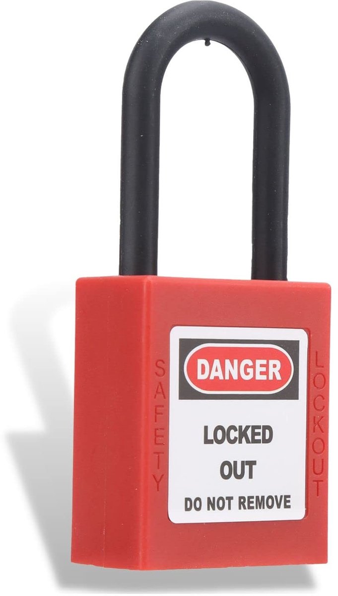 ONF3 - Lockout Tagout Veiligheidshangslot - Solide Zinklegering - 38MM Breed - Rood - Hangslot voor Gereedschapskisten - Veiligheidsslot voor Kl...
