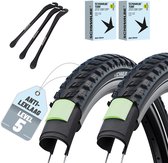 Set van 2 Schwalbe fietsbanden Marathon 365 28 x 1,75 inch (ETRTO 47-622), AV Autoventiel binnenbanden + 3x MSZweirad metalen bandenlichter