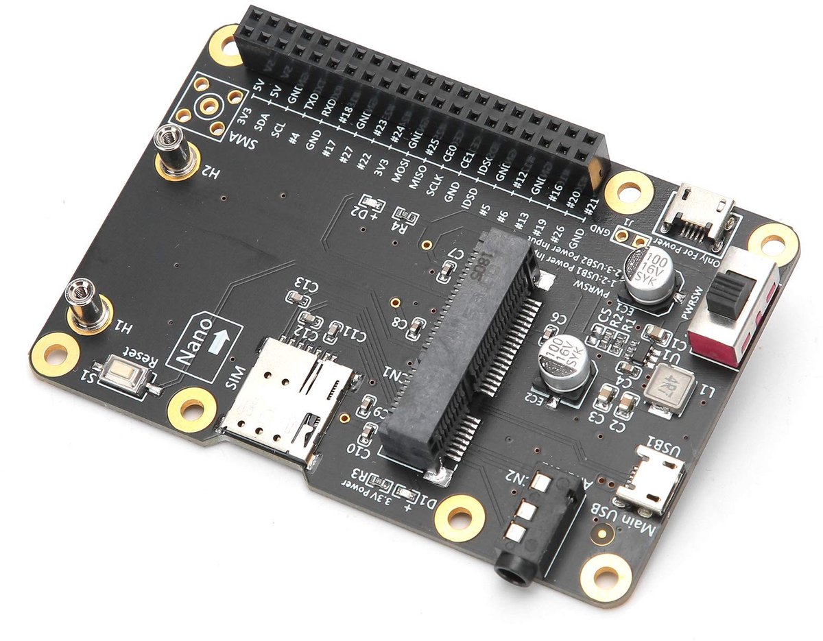 aladdien - 3G/4G Lte Base Hoed - Simkaart Module - Geschikt voor Raspberry Pi - USB Connectiviteit - Wereldwijde Dekking - Compact Formaat