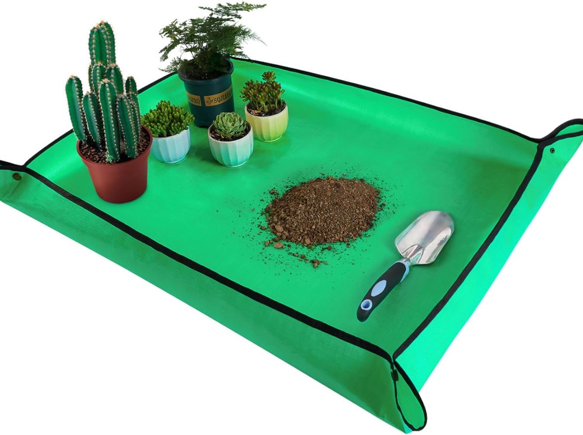 Oneay Grote verpotmat 75 x 100 cm – Waterdichte verpotmat voor kamerplanten en vetplanten – Houdt aarde en rommel tegen – Draagbare tuinmat voor tafel en vloer – Ideaal voor verpotten, tuinieren en plantenliefhebbers