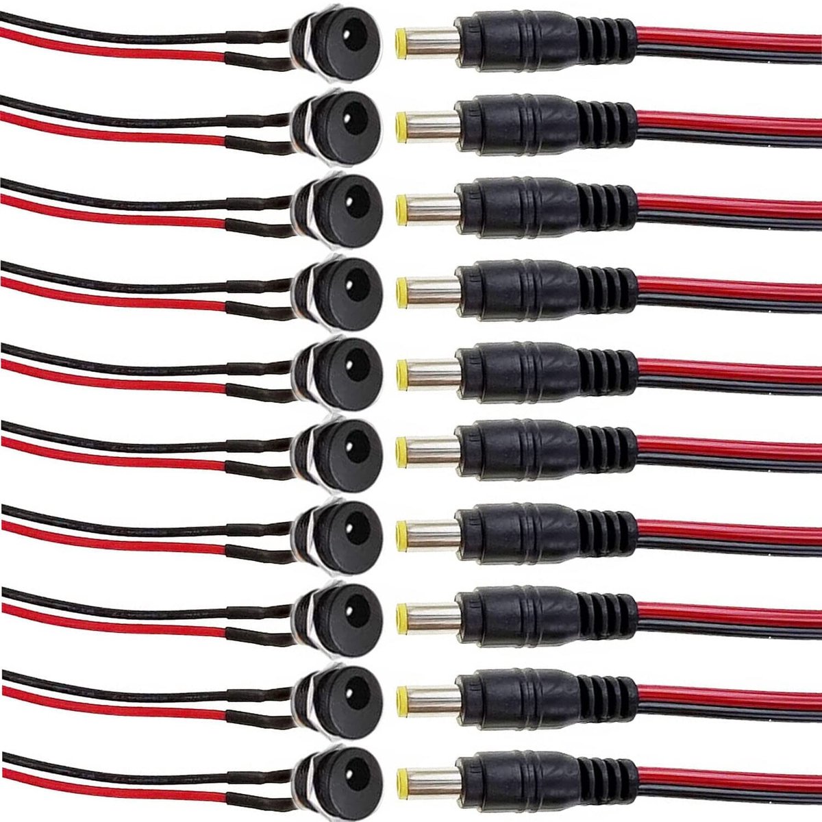RUNCCI-YUN 10 Paar DC Connector 5.5 x 2.5 mm voor CCTV Camera en Video Surveillance