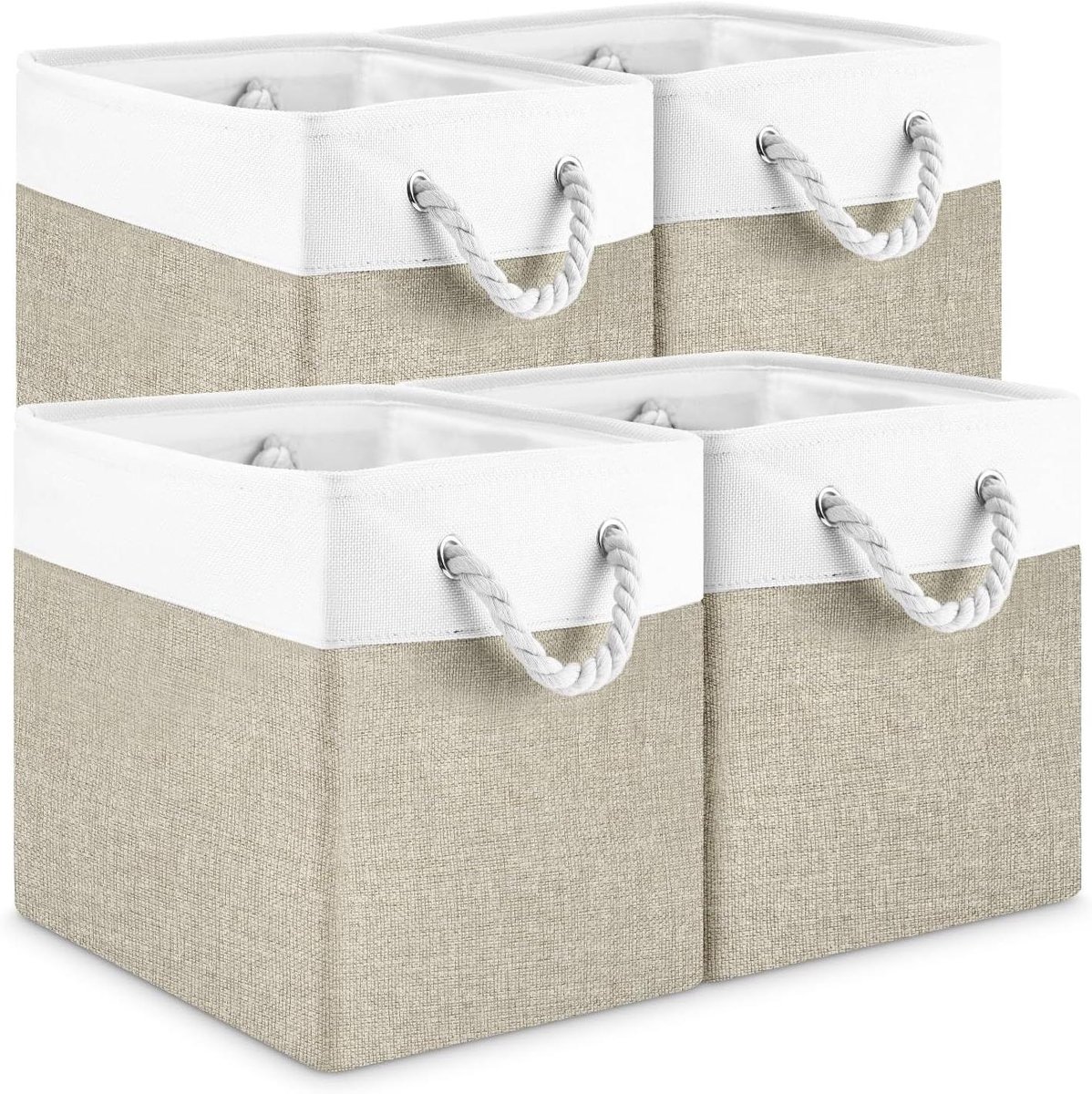 Opbergdozen Set - Opbergmanden - Ruimte Organiseren - Inklapbaar Ontwerp - 28x28x28 cm - Khaki
