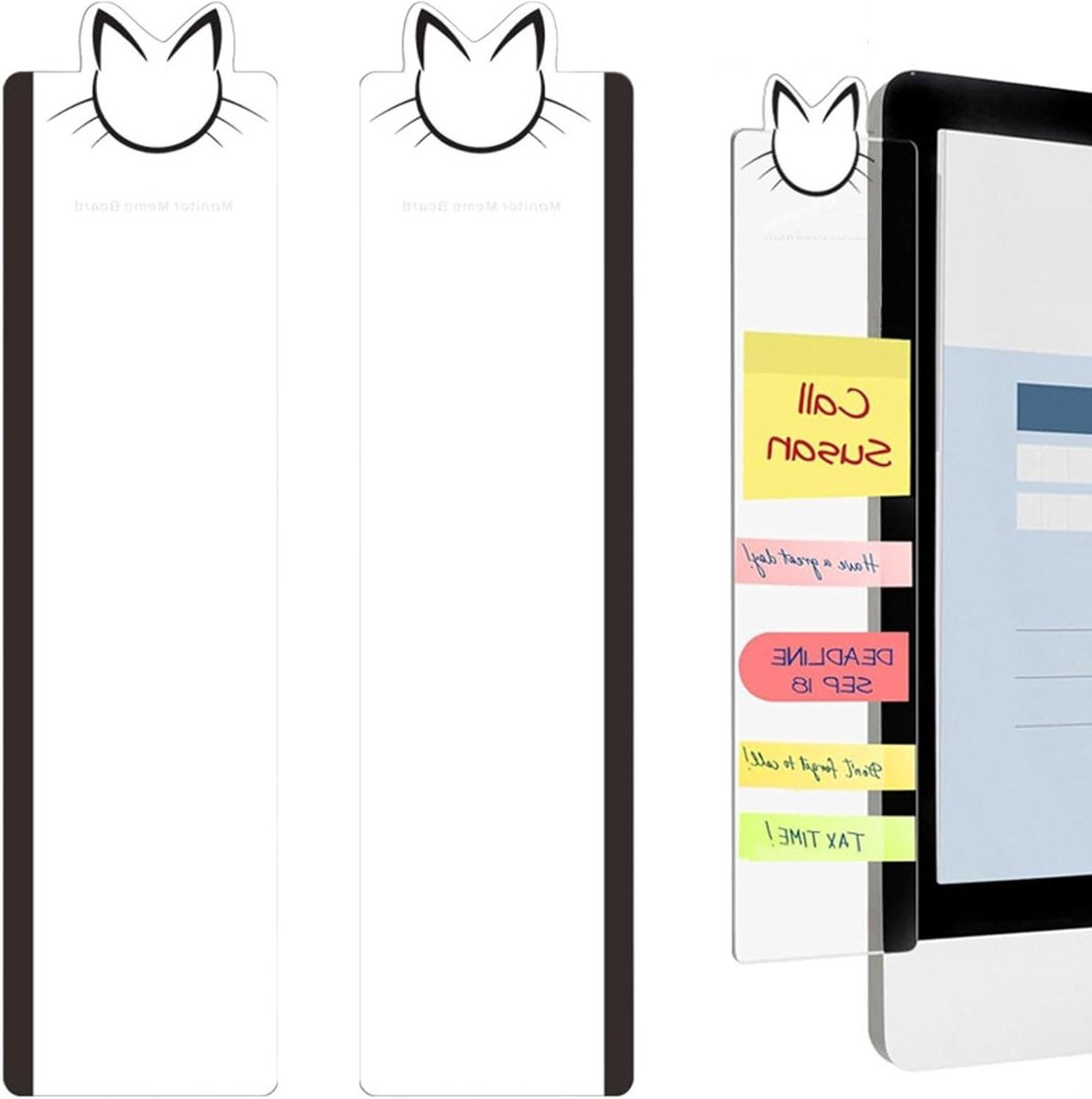 Monitor Memo Bord - Acryl Organizer - Werkplek Organiseren - Veilige Frame Bevestiging - Set van 2 - Transparant