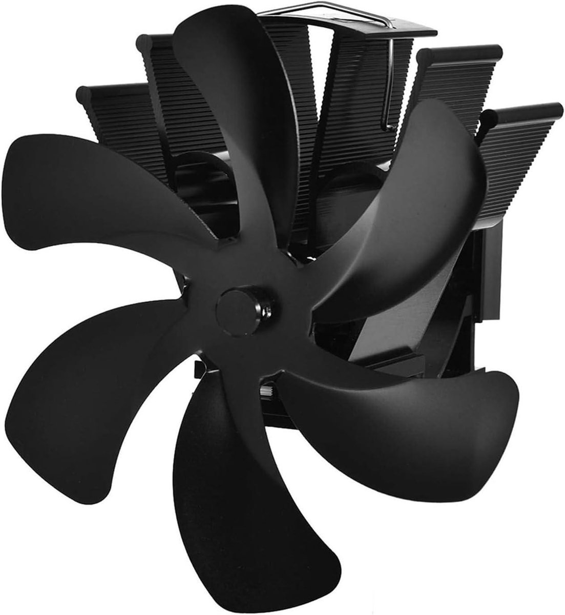 Haard ventilator - Kachel ventilator - Warmte verdelen - Warmte-aangedreven - 6 bladen - Zwart