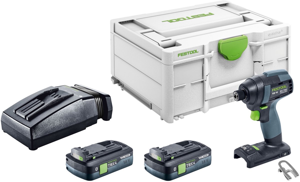 Festool TID 18-Basic accu-slagmoersleutel 18 V 180 Nm 1/4" borstelloos + 2x accu 4,0 Ah + oplader + Systainer