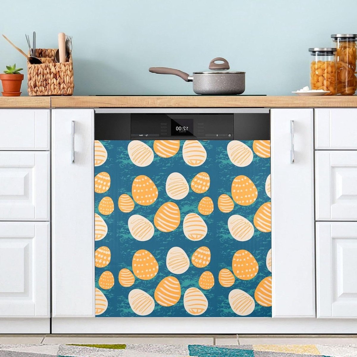 Vaatwasserhoezen - Magneet decor - Keuken decoreren - Dubbele functie - 53 x 66 cm - Geel blauw