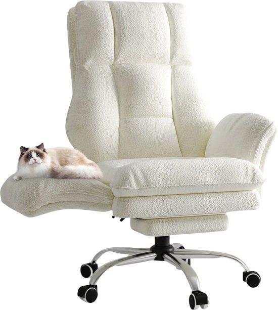 TamTrade Bureaustoel - Gaming stoel - Office chair - Chair -Computer stoel - Wit - Inclusief voetsteun - Ergonomisch ontwerp