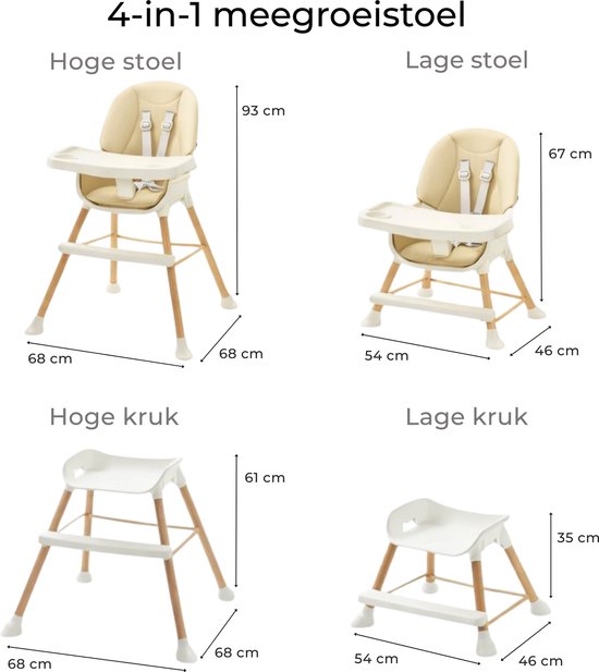 Meegroei Kinderstoel met Eetblad - Kinderstoel - Baby stoel - In Hoogte Verstelbaar - Peuter stoel - Tissy van Merkloos — afbeelding 3