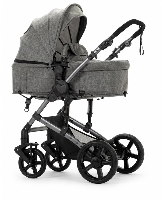 LUMÉ STORE Kinderwagen 3-in-1 - Maxi Cosi - Babywagen - Buggy Opvouwbaar - Hoog Model - Inclusief Wieg & Peuterzitje - Grijs