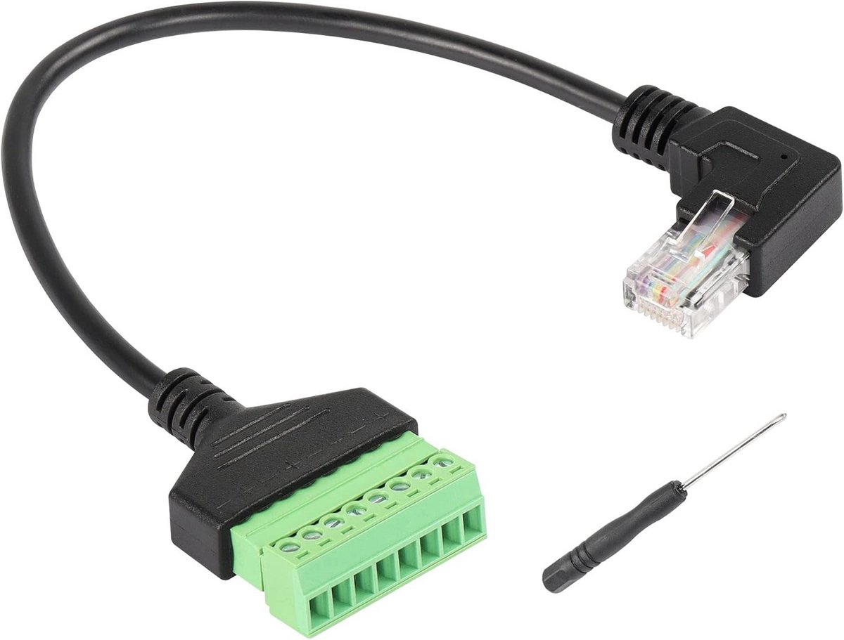 RJ45 Male naar Schroefconnector Blok Terminal Adapter Kabel voor Ethernet Netwerkverlenging (90 Graden)