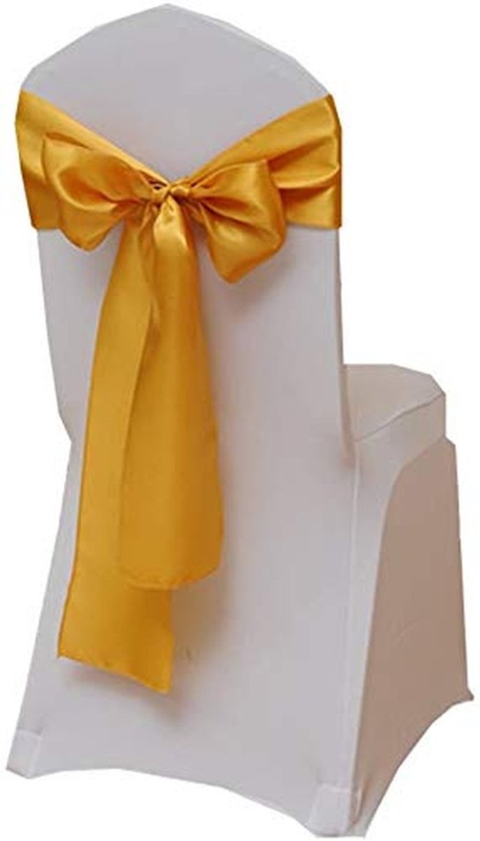 aladdien - Strik - Elastische stoelbekleding - Goudgeel - Bruiloft en feest - 25 stuks - Decoratie voor thuis en evenementen
