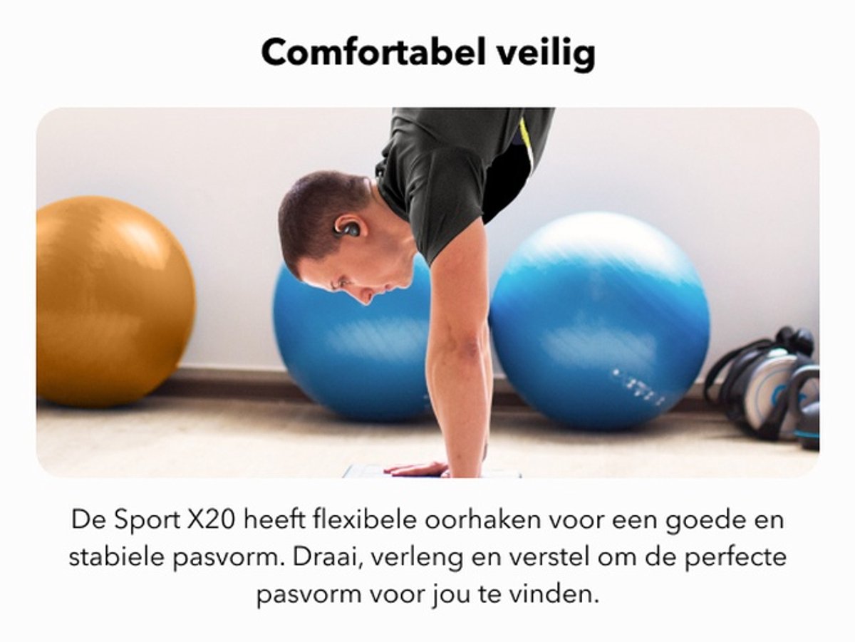 soundcore Sport X20 oordopjes by Anker - draadloze sport oordopjes met oorhaak - Bluetooth - Noise cancelling - Diepe bas - IP68 waterdicht - Zweetbestendig - 48 uur batterij - Sport oortjes voor hardlopen - Fitness en gym thumbnail 4