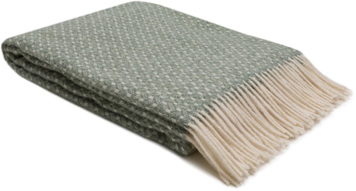 WOOOL Plaid - Caledonia (Lichtgroen) - 140x200cm - 100% Wol Lichgroen