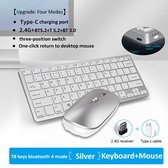 2.4G Draadloze Bluetooth Toetsenbord en Muis Set Zilver – Oplaadbare Mini Multimedia Combo voor Laptop & PC