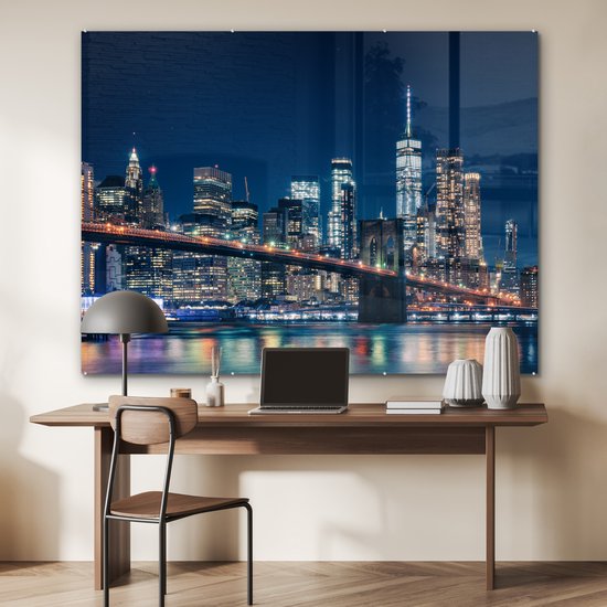 Peintures sur verre - New York - Nuit - Pont de Brooklyn - 160x120 cm - Peintures Plexiglas