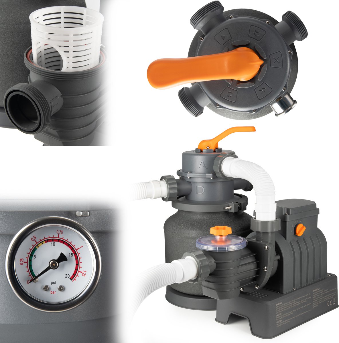COIL Zandfilterpomp 8705 L/u voor Zwembad – 250W Poolfilterpomp met 38 mm Aansluiting – Inclusief Slangen, timer en Accessoires – foto 6