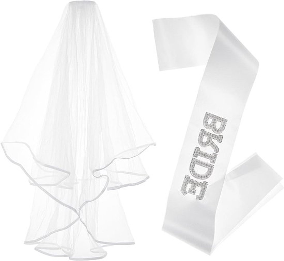 Bruidssluiers Set - 2 stuks - Witte decoratie voor bruid en verlovingsfeest