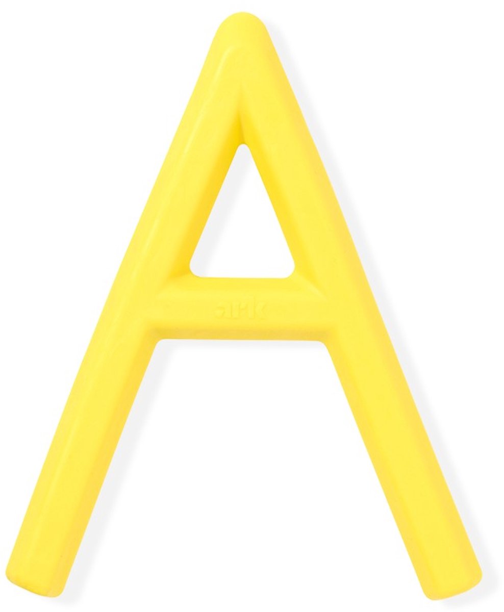 ARK Therapeutic bijtspeelgoed letter A geel voor kinderen sensorisch.