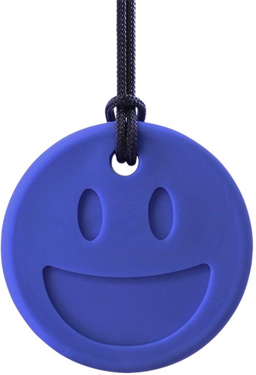 ARK Therapeutic bijtsieraad smiley gezicht kauwspeelgoed donkerblauw.